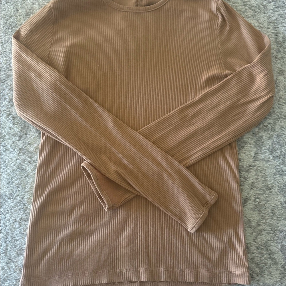 Monrow Ribbed Top in Tan